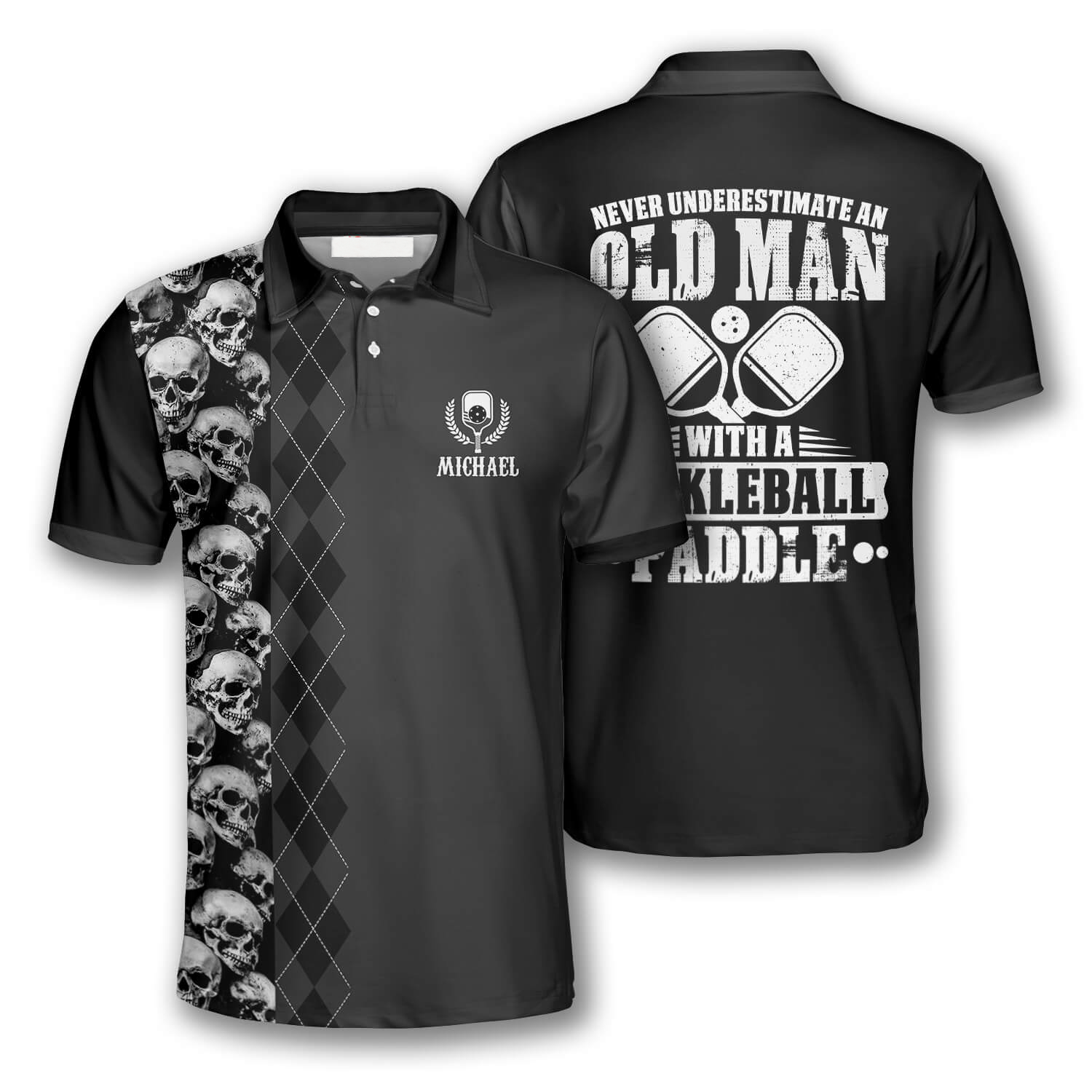 Never Underestimate An Old Man With A Pickleball Paddle Custom Pickleball Shirts For Men