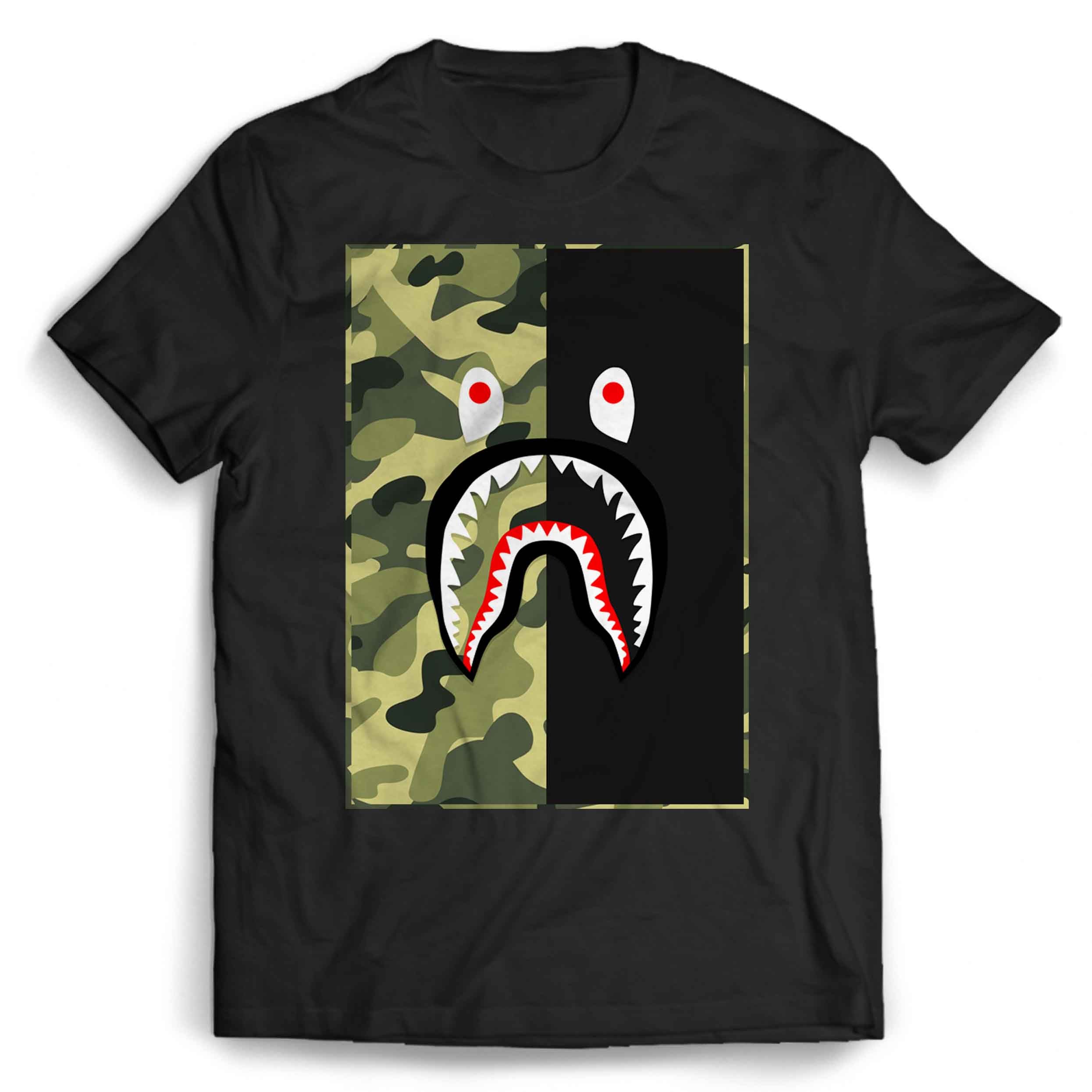 BAPE Shark Green Black Camo Man’s Tee T-Shirt