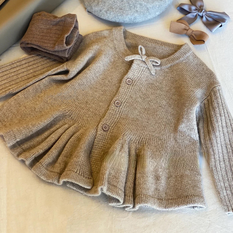 3555D Children Clothes Girl’s Knitted Sweater Autumn 2022 New Girls Knitted Cardigan Single-breasted Cute Wool Sweater alx