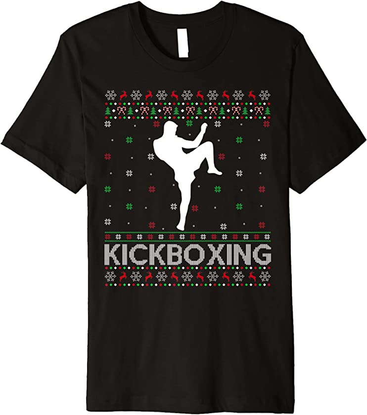 Ugly Christmas Sweater Style Kickboxing Xmas Premium T-Shirt