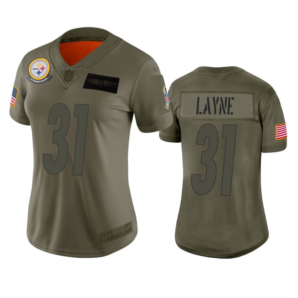 Womens Pittsburgh Steelers Justin Layne Camo 2019 Salute To Service Limited Jersey