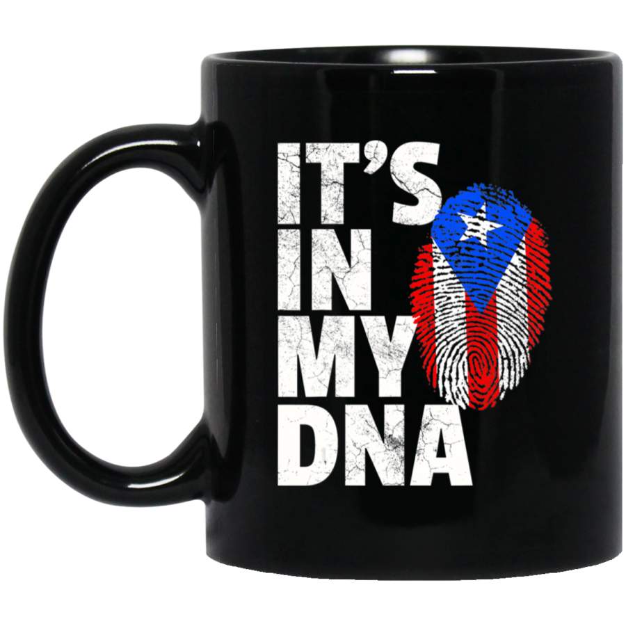 IT’S IN MY DNA Puerto Rico Flag Rican Men Women Kids Gift 11oz 15oz Black Mug Happy Easter Day Funny Colors Eggs Bunny Ears Peeps Cute