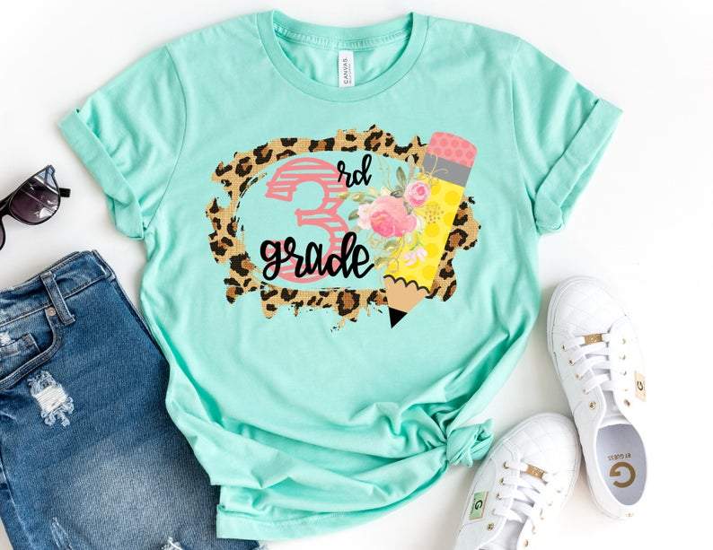 Third Grade Leopard Shirt // Floral Teacher Shirt // Kindergarten Teacher Tee // Teacher Shirt // Field Trip Shirts For Teachers Hoodie All Color Size S-5Xl