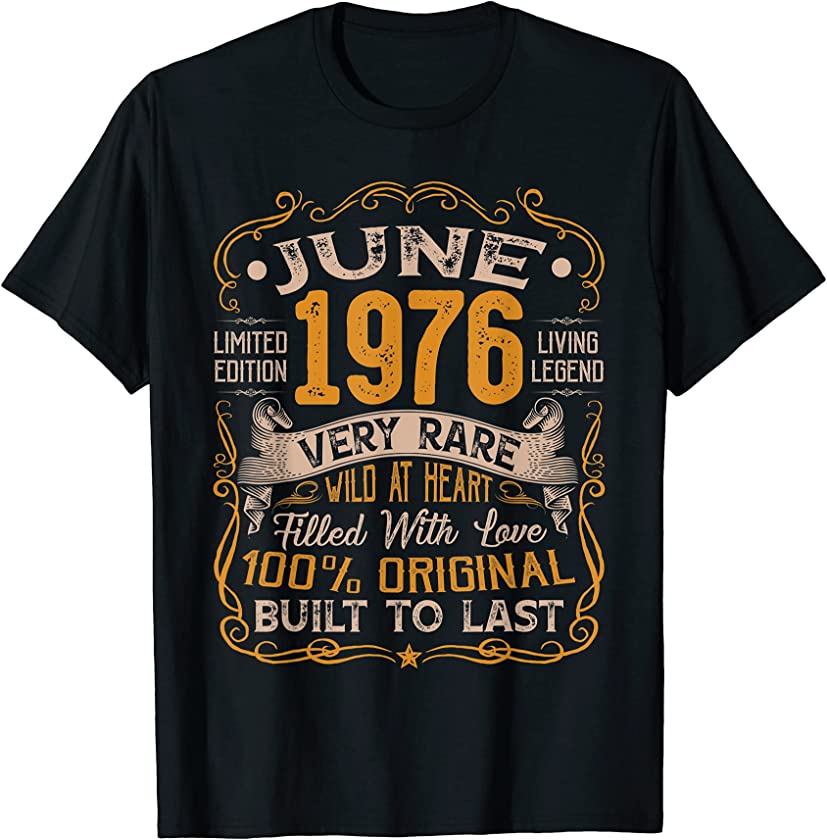 45th Birthday Vintage June 1976 Distressed 45 Years Old T-Shirt