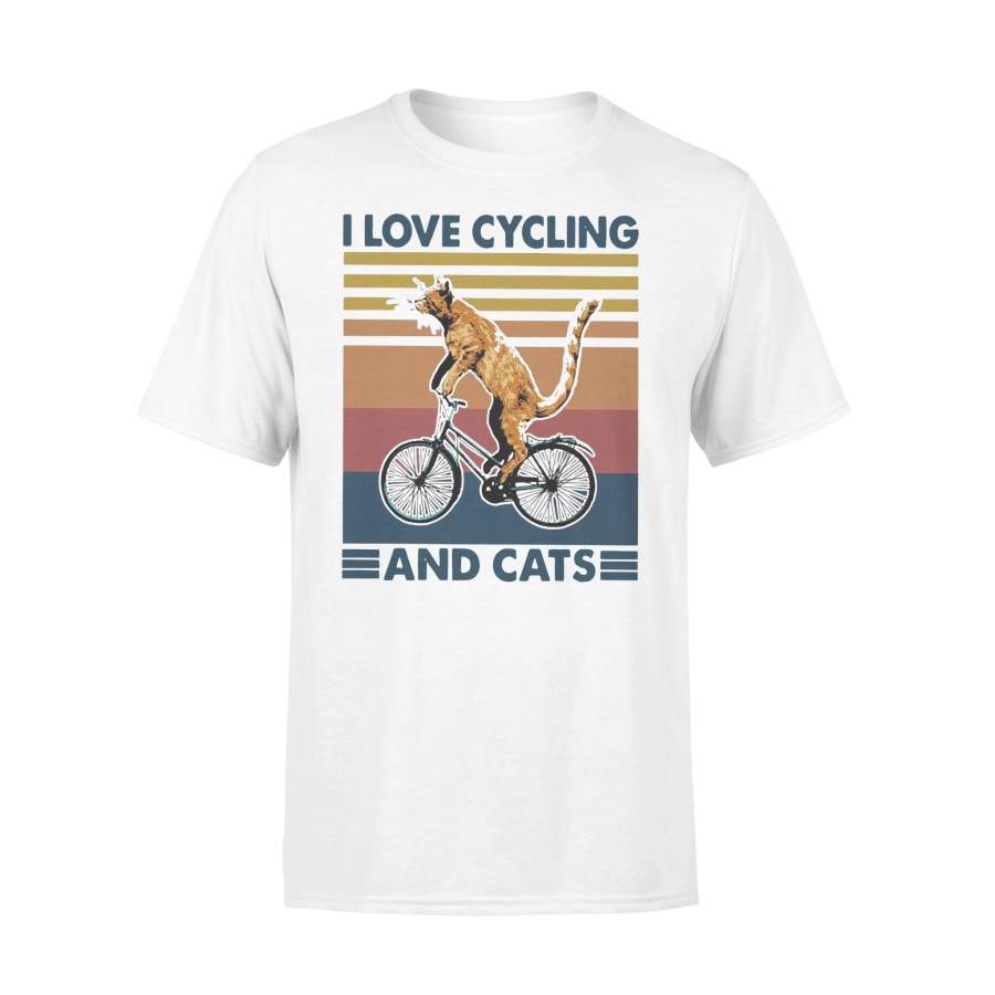 I Love Cycling And Cats Vintage T-shirt