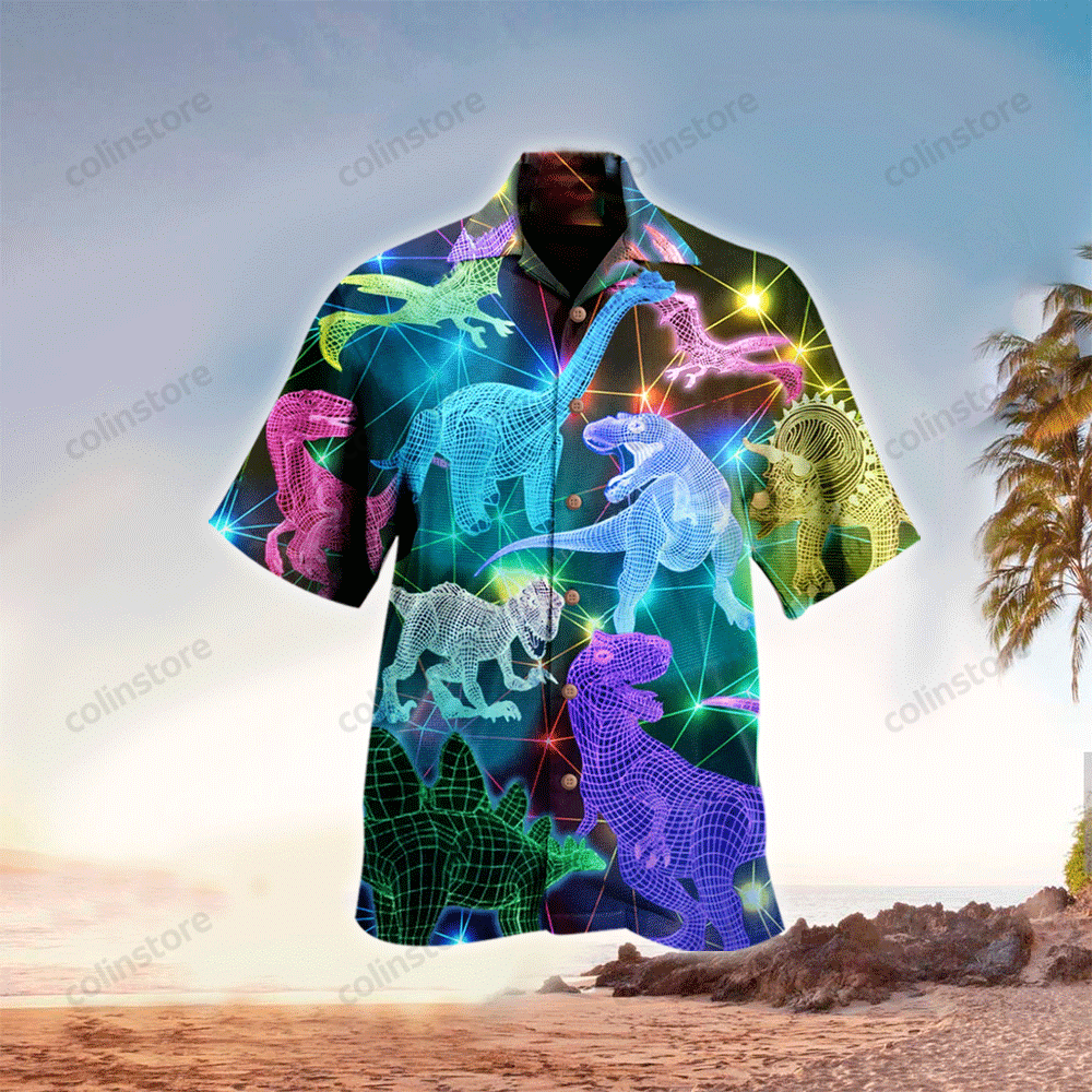 Dinosaurs Hawaii Button Up Shirt Aloha Ha88254