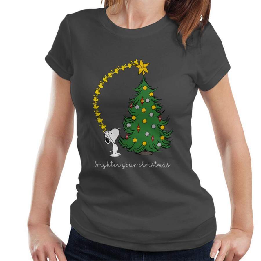 Peanuts Snoopy Woodstock Brighten Your Christmas Women’s T-shirt