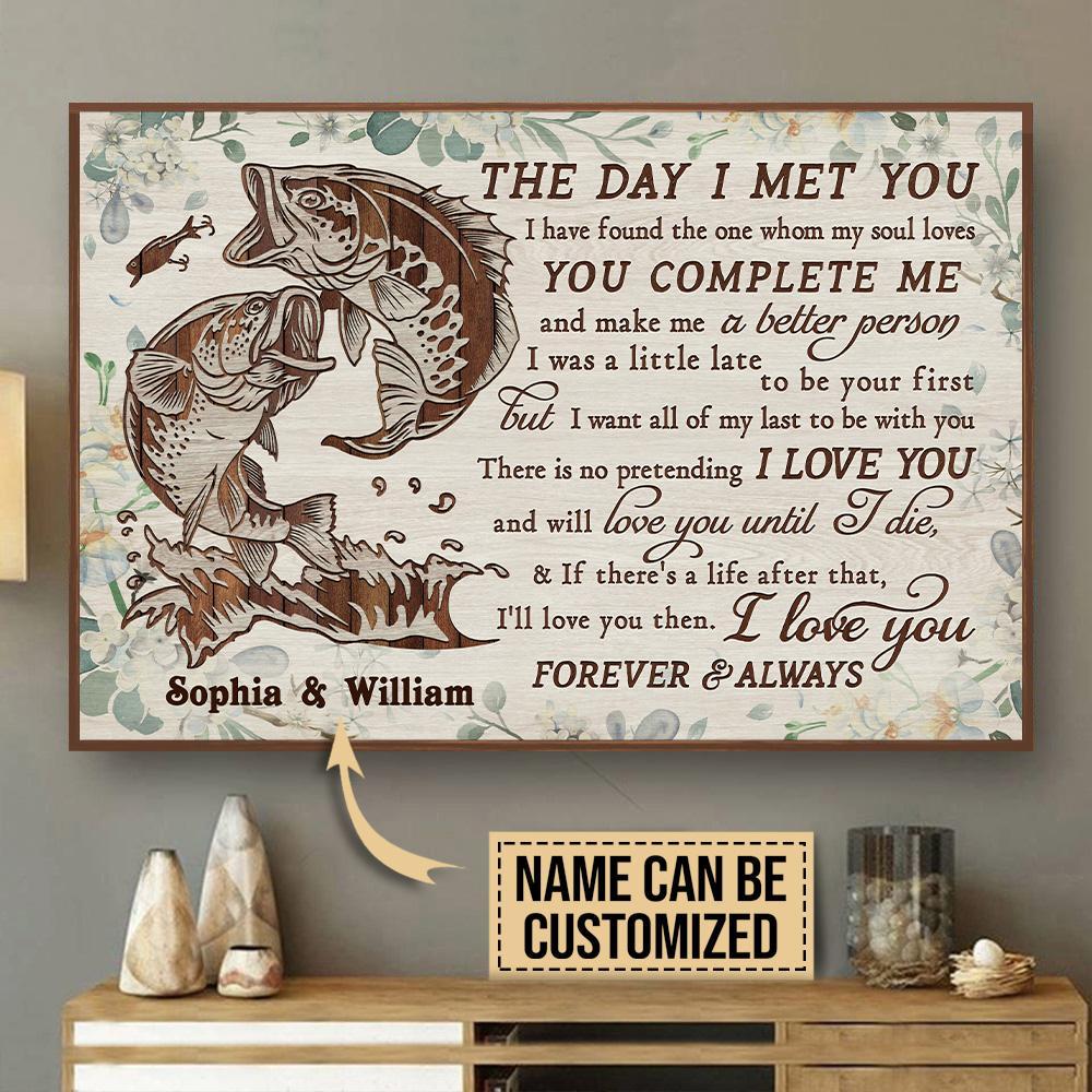 Aeticon Gifts Personalized Fishing Floral The Day I Met Canvas Mom Dad Gift Home Decor