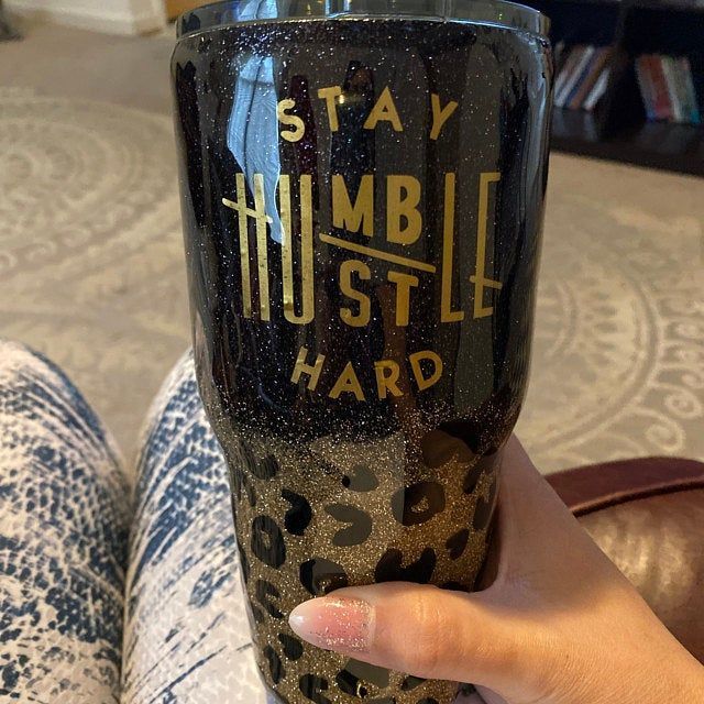 Stay Humble Hustle Hard Leopard Tumbler KH110733