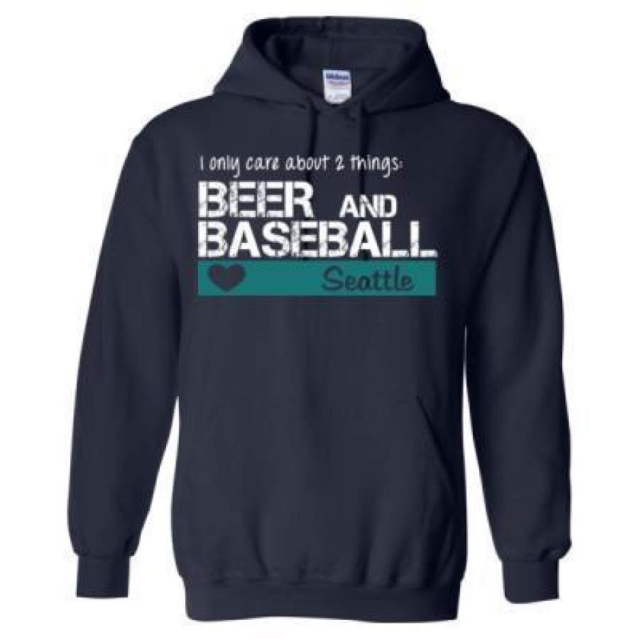 AGR Seattle Mariners I Only Care About 2 Things Beer And Baseball – Heavy Blend™ Hooded Sweatshirt