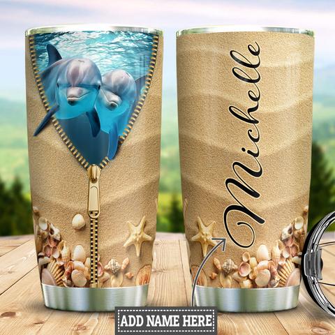 Dolphin Personalized Stainless Steel Tumbler, Personalized Tumblers, Tumbler Cups, Custom Tumblers