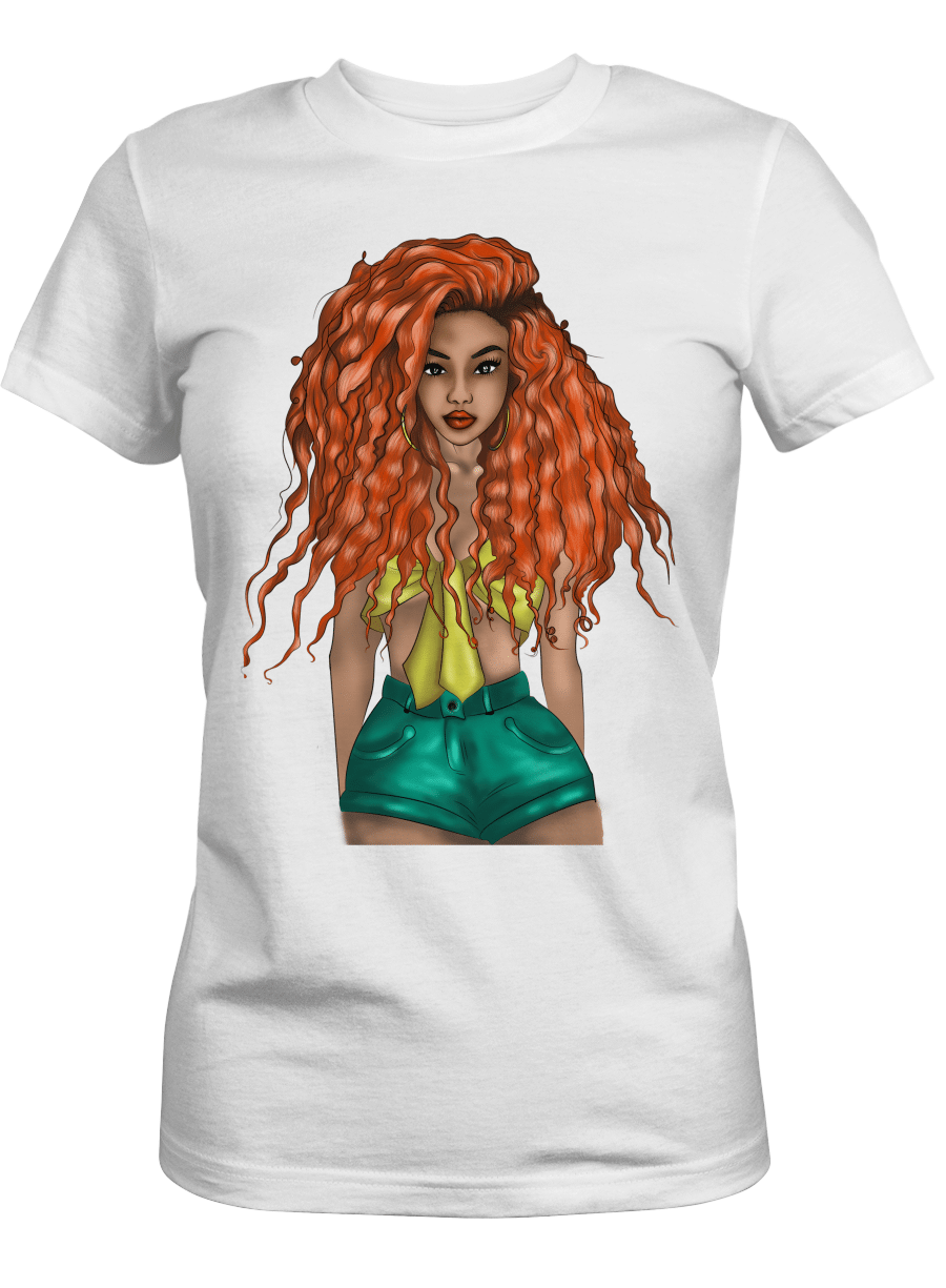 Shirt For Black Girl Long Curly Hair Colorful Girl Art Shirt For African American Girl