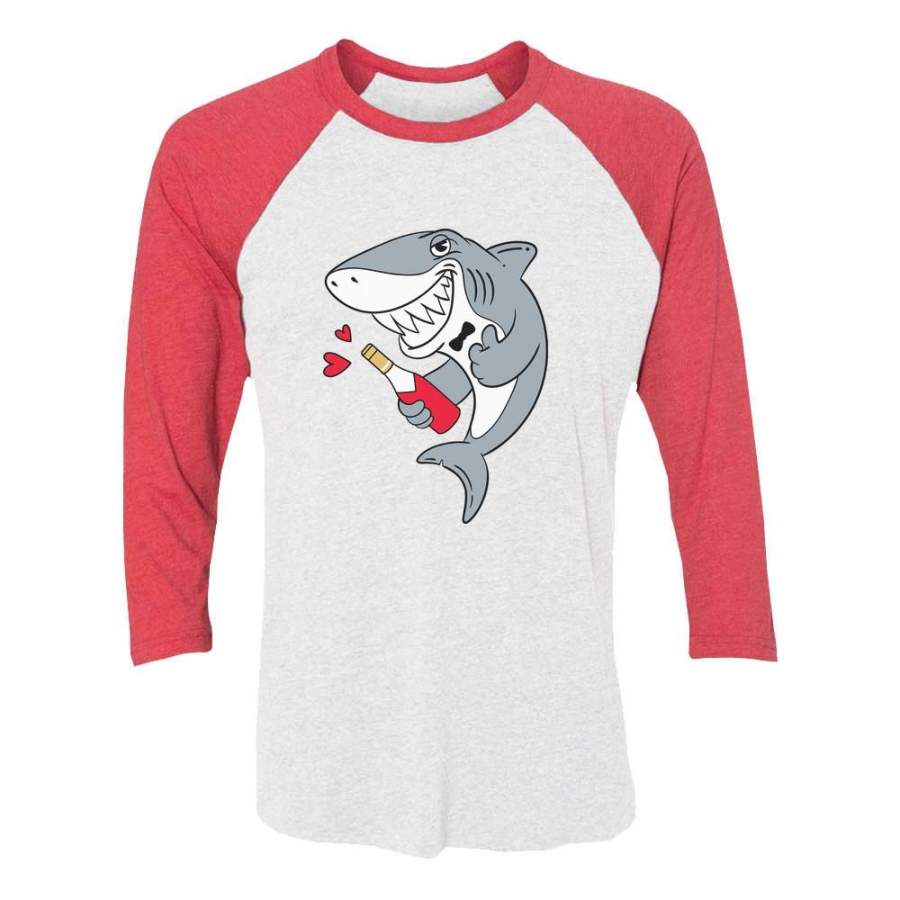 Valentine’s Day Romantic Shark Doo Doo 3/4 Women Sleeve Baseball Jersey Shirt