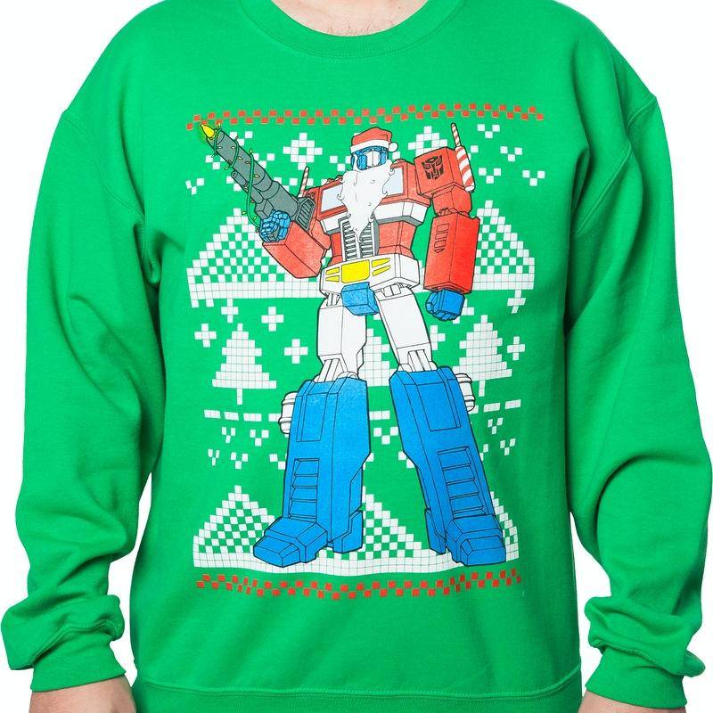 Transformers Optimus Prime Faux Ugly Sweater