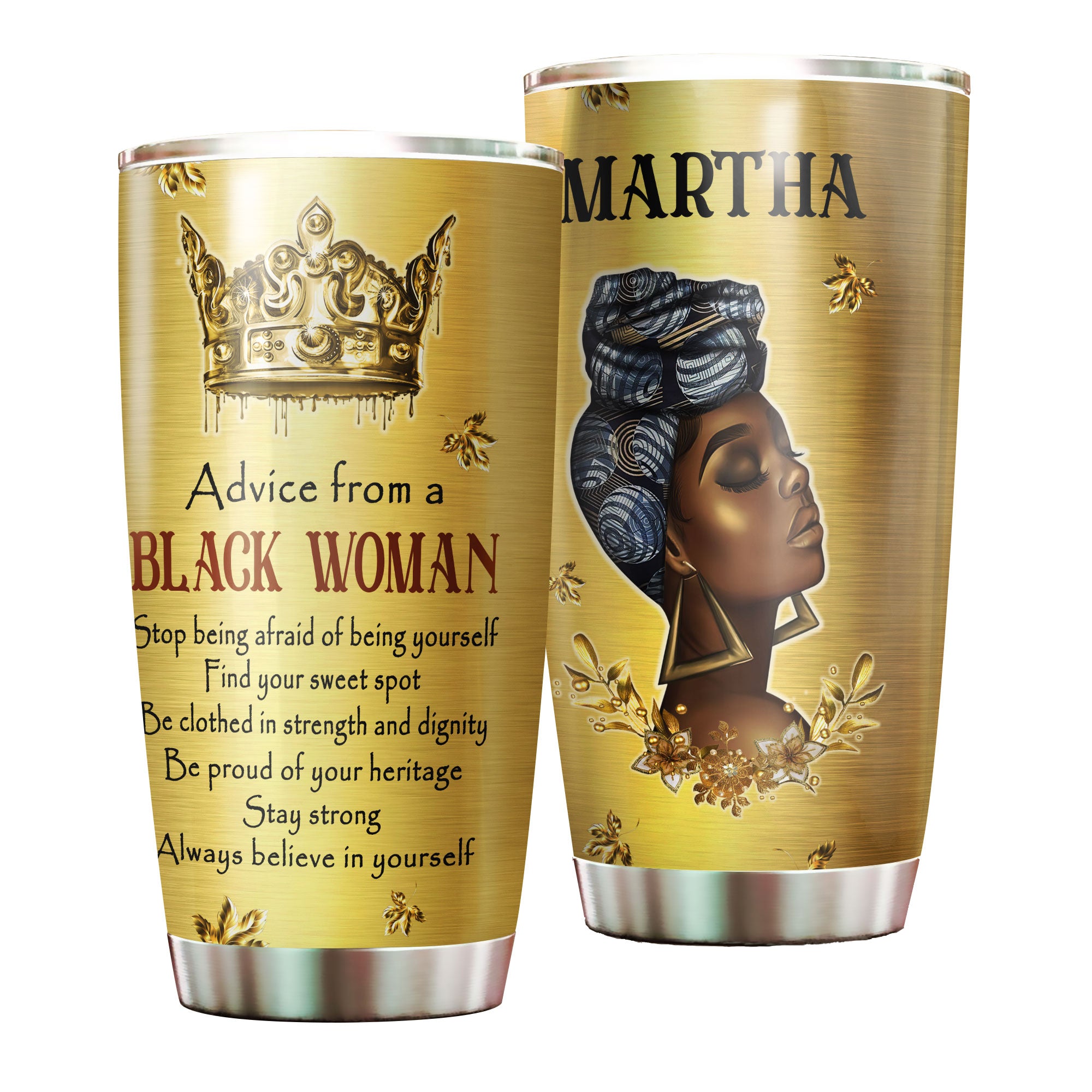 Personalized Black Woman Advice Stainless Steel Tumbler – Double-Walled Insulation Vacumm Flask – Gift For Black Queen, International Women’S Day, Hippie Girls