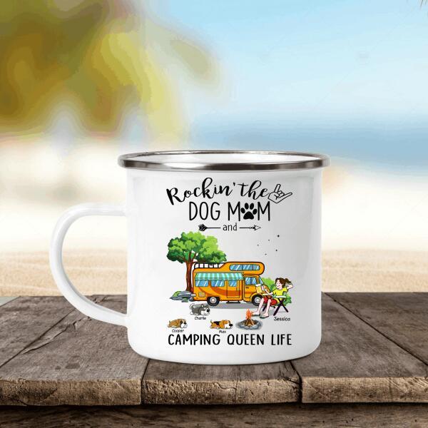 Rockin The Dog Mom And Camping Queen Life Personalized T-Shirt Best Gift For Dog Lover Best Friends
