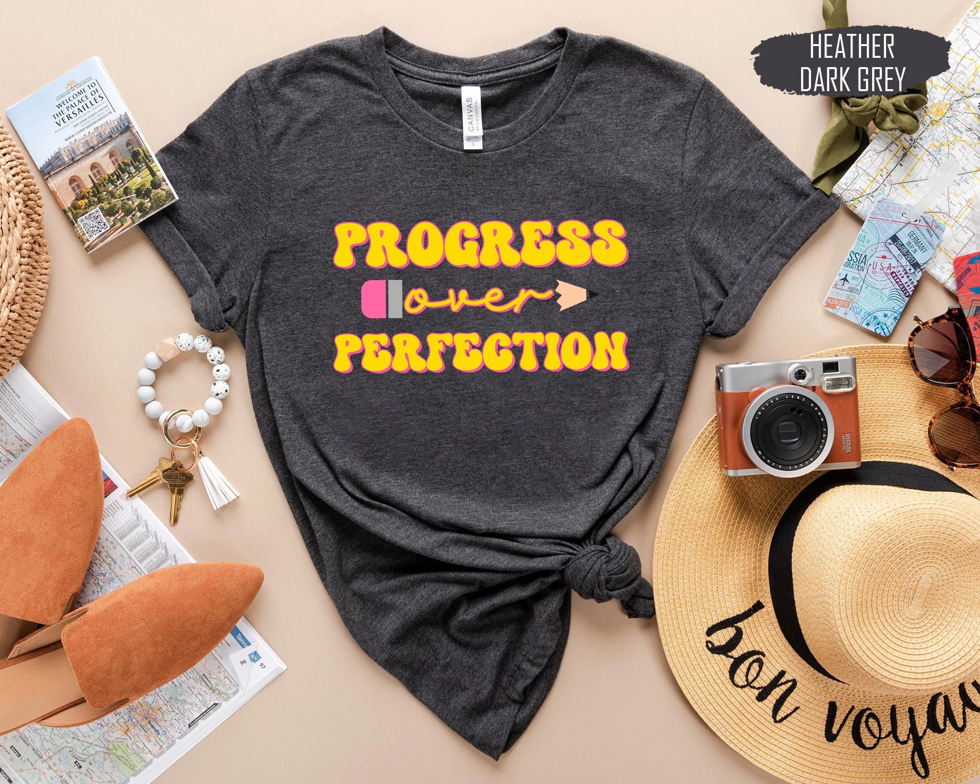 Teacher Shirts, Progress Over Perfection Shirt, Teacher Inspirational Shirt, Teacher Life Shirt, Teacher Appreciation, Groovy Teacher Tees