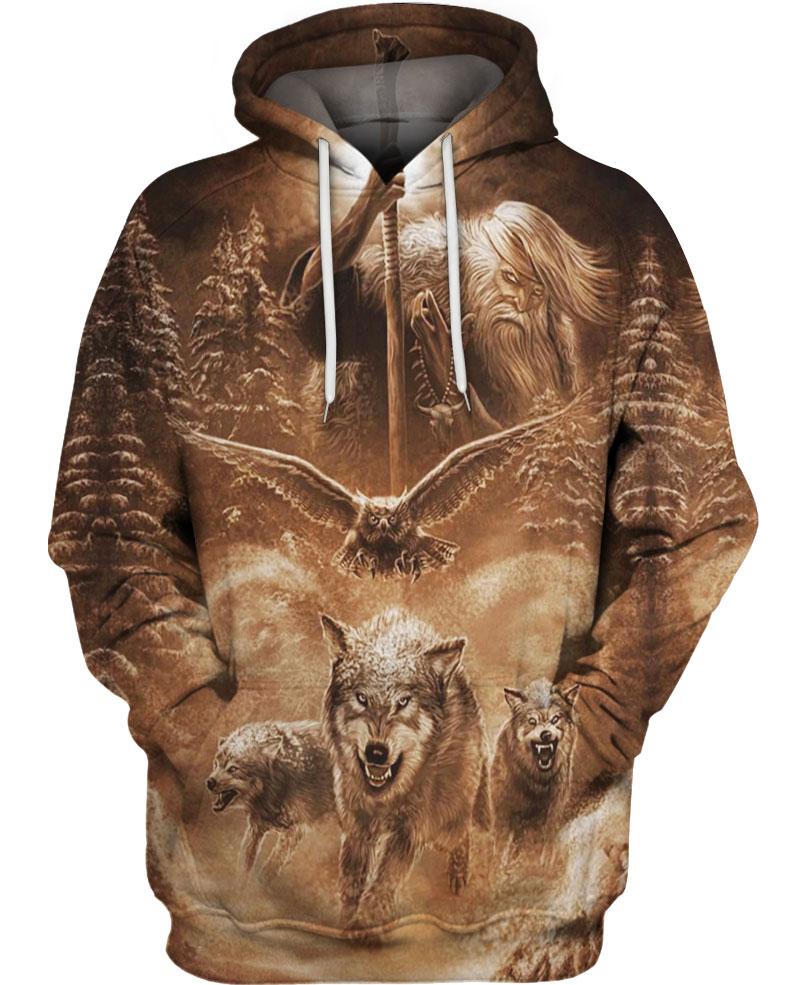 Welcomenative Brown Animal Spirit 3D Hoodie, All Over Print Hoodie, Native American