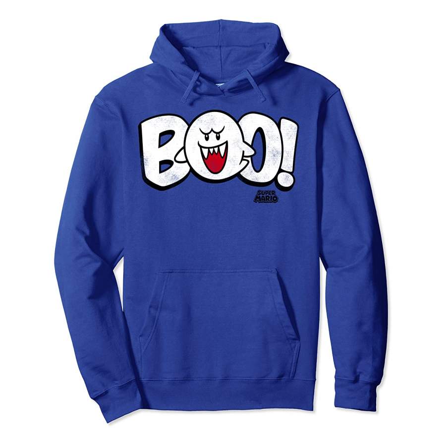 Super Mario Boo Large Text Logo Poster Pullover Hoodie Unisex 3D All Over Print