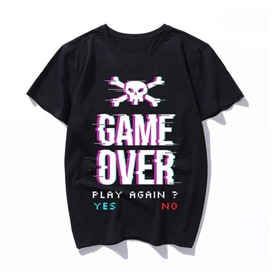 game over ulzzang harajuku t-shirt tshirt women men print t shirt summer aesthetic femaale graphic hands 90s top clothes