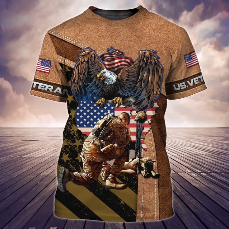 Veterans Eagle 3D Print T Shirt, Old Veteran Clothing, Veteran Apparel