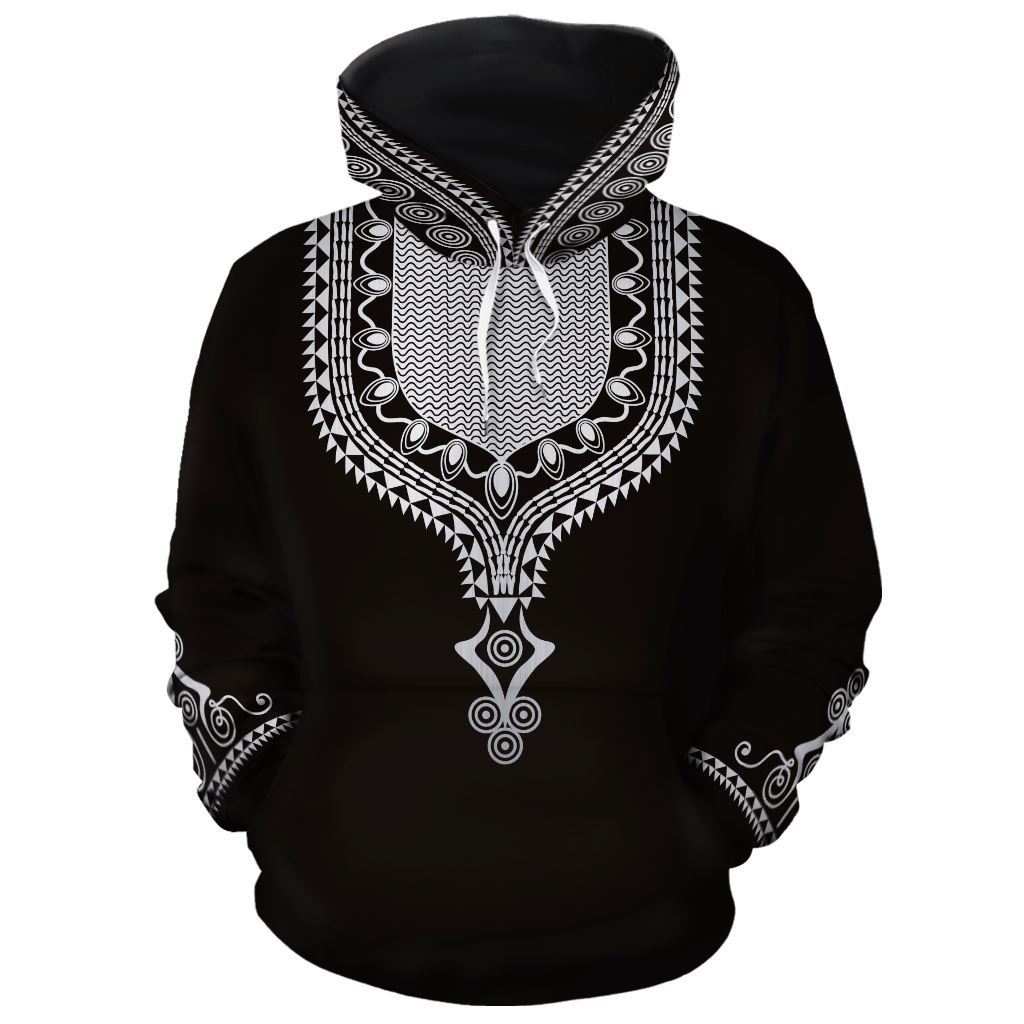 Printed Dashiki Color Black All-over Hoodie