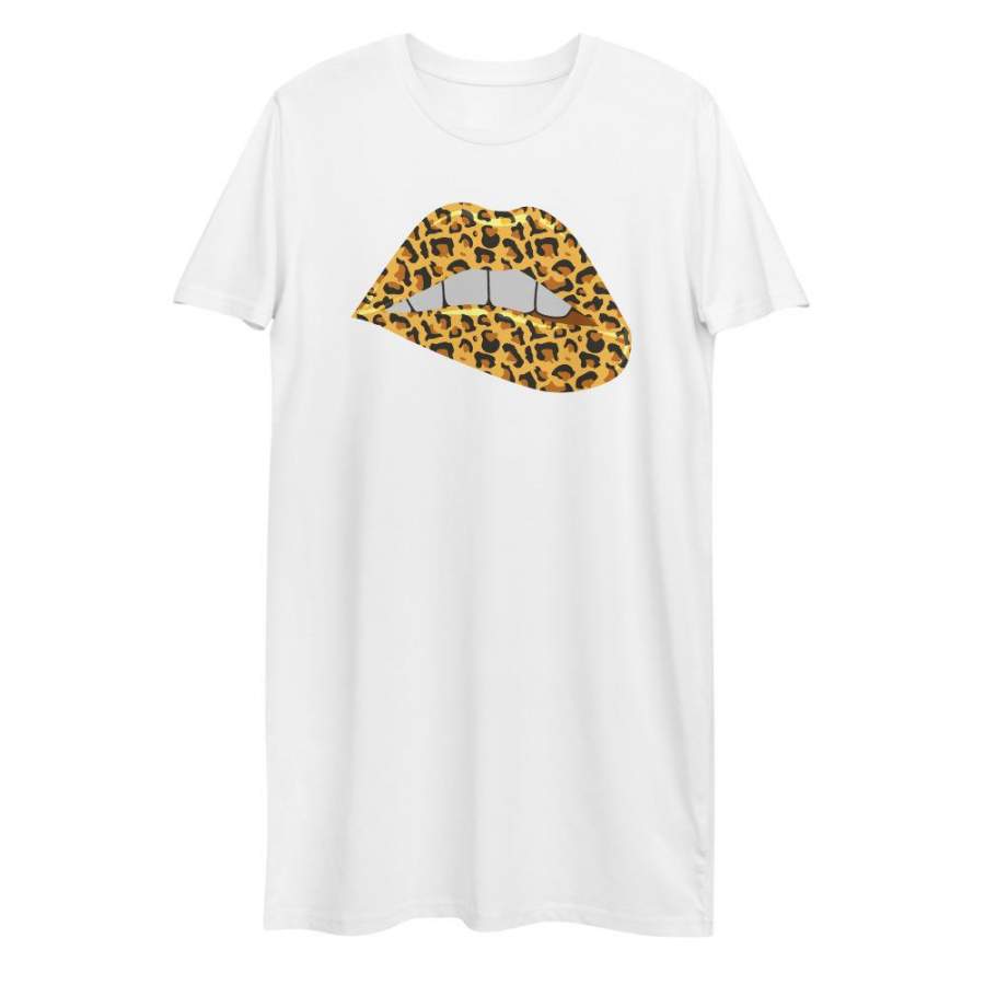 Leopard Lips Organic cotton t-shirt dress