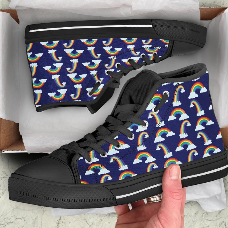 The Kawaii Dark Skies And Rainbows Light High Sneaker, Kawaii Grunge, Alternative Girl, Otaku Girls, Teen, Anime, Cute