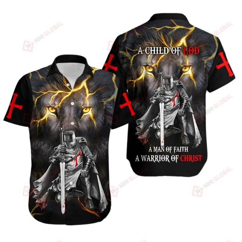 A Child of God a man of faith a warrior of Christ lion knight Jesus Christian ALL OVER PRINTED SHIRTS DH072306