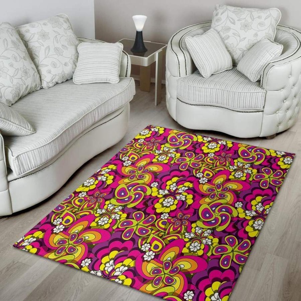 Floral Trippy Area Rug