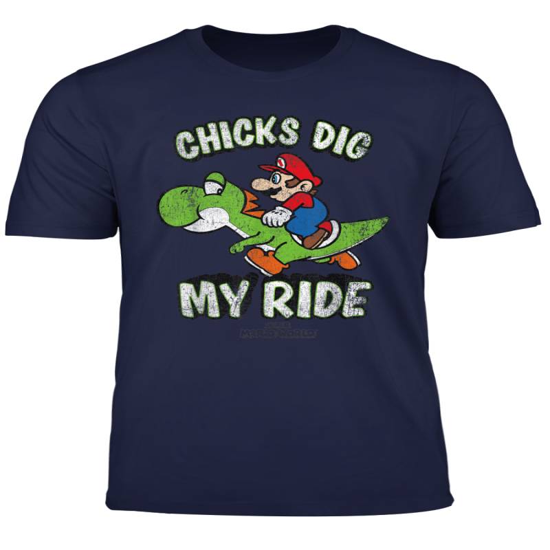 Super Mario And Yoshi Chicks Dig My Ride Portrait T Shirt