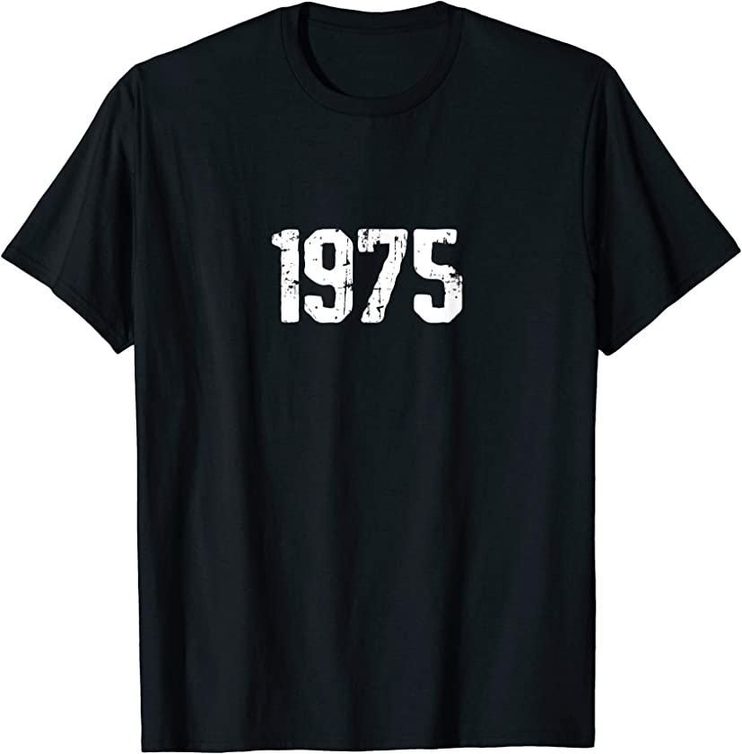 1975 Vintage Distressed Birthday White Print T-Shirt