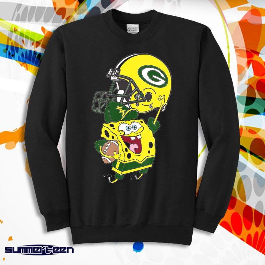 Spongebob Is Cheering On The Green Bay Packers Men’S Sweatshirt