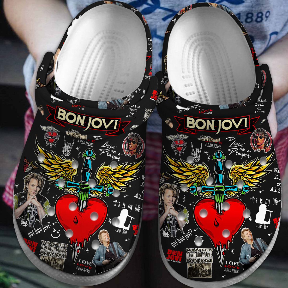 Bon Jovi Music Crocs Crocband Clogs Shoes Comfortable For Men Women and Kids