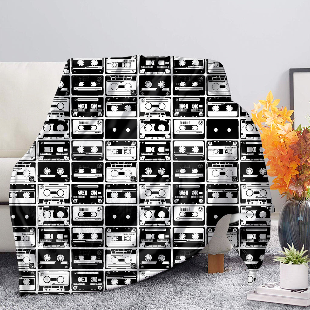 Black And White Cassette Tape Print Blanket