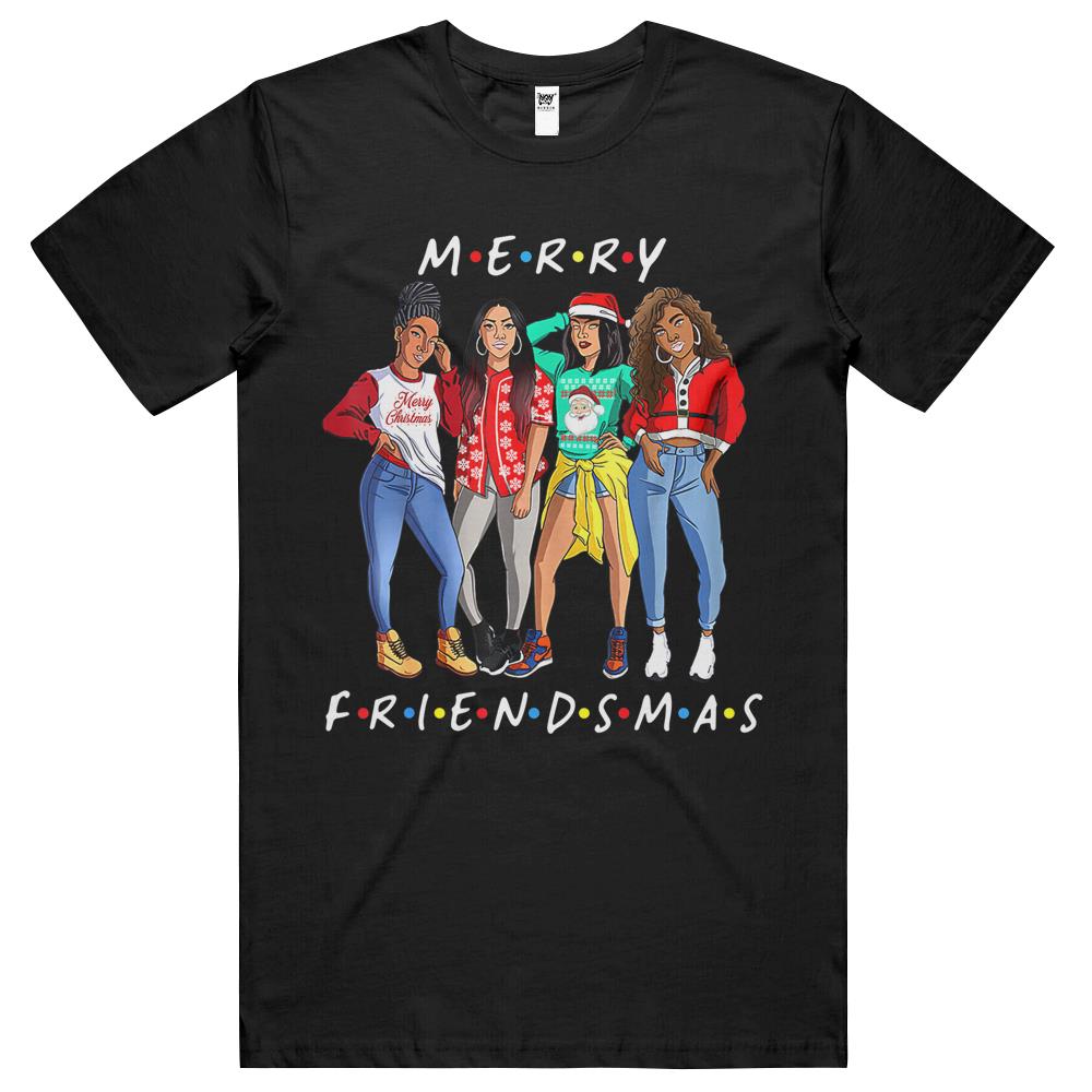 Melanin Girls Merry Friendsmas Christmas T Shirts