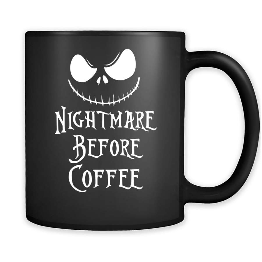 A Nightmare Before Coffee, Halloween Gift funny – Full-Wrap Coffee Black Mug