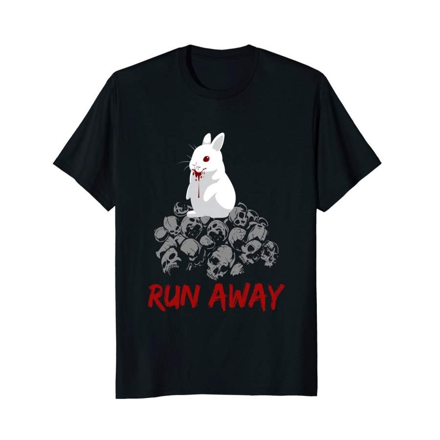 Run Away Tee Bloody Bunny Funny Gift T-shirt Mens T Shirt Round Neck T-Shirts