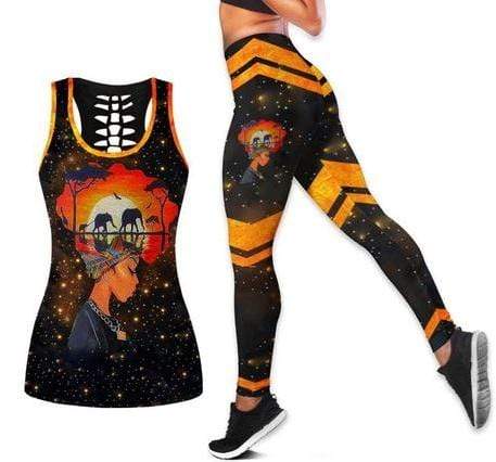 Black Girl And Elephants Hollow Tank Top or Legging 3D #DH