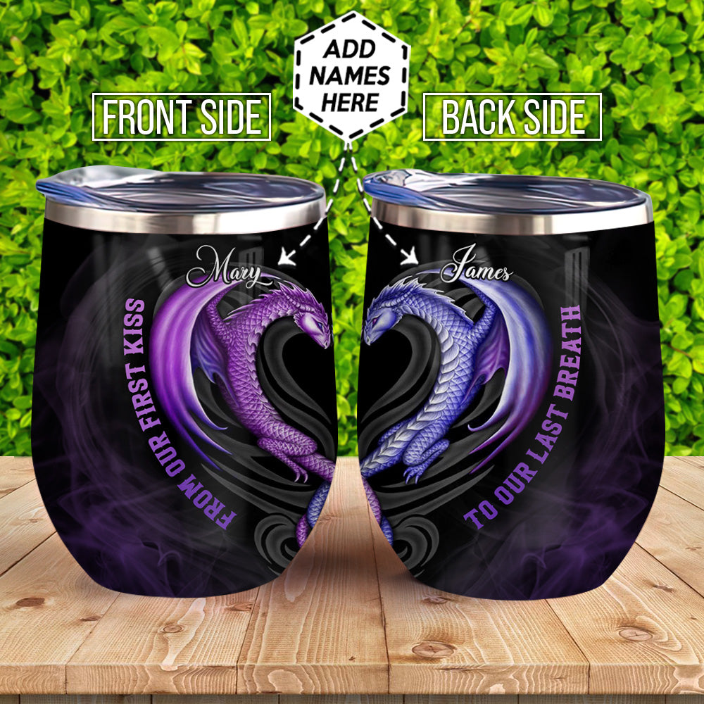 Personalized Dragon Couple Agmz0607007Z Wine Tumbler