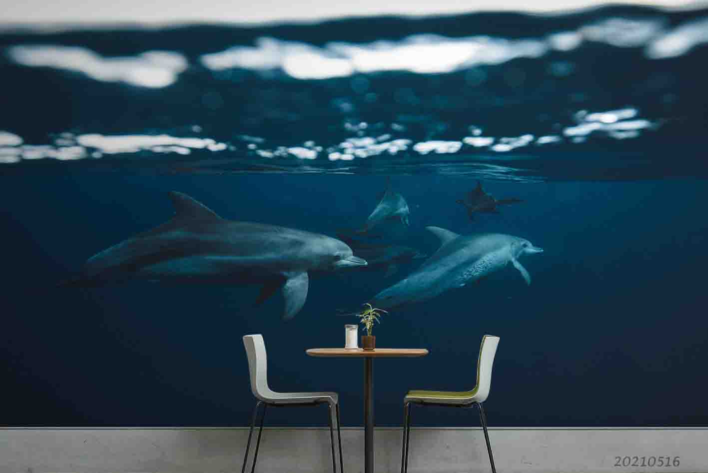 3D Sea Animal Whale Wall Mural Wallpaper Lqh 43