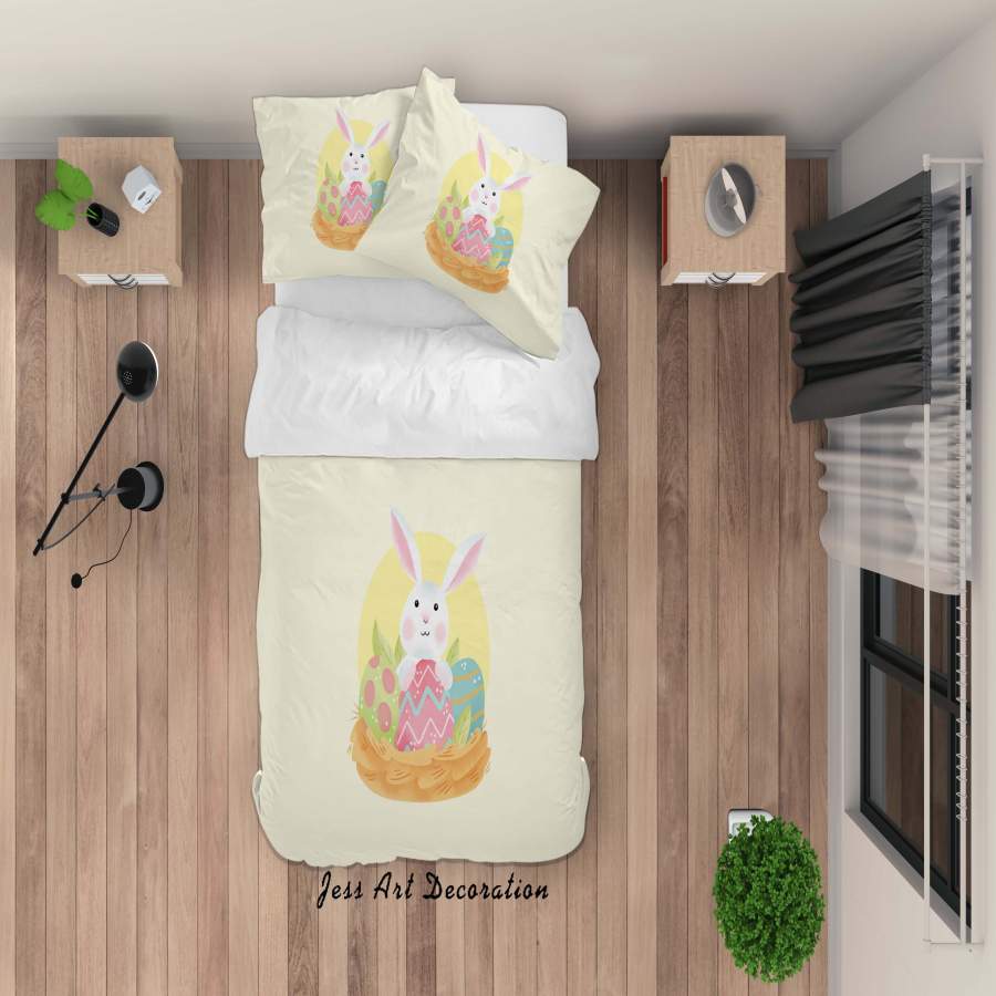 3D Yellow Rabbit Quilt Cover Set Bedding Set Duvet Cover Pillowcases SF03