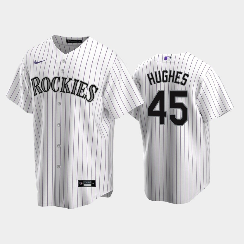 Colorado Rockies Gabriel Hughes 45 2022-23 Draft White Home Jersey