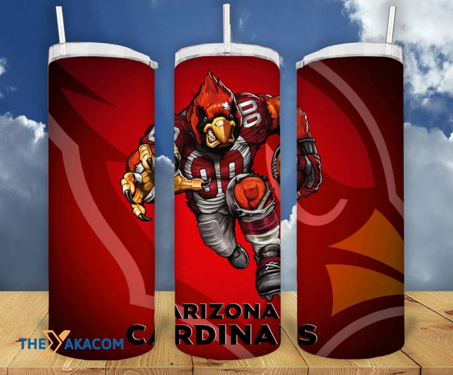 Strong Bird Player And Fade Logo On Red Background Arizona Cardinals Tumbler