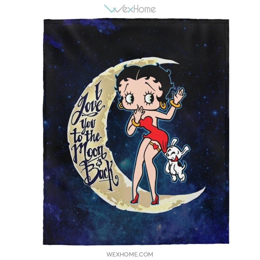 Betty Boop I Love You To The Moon And Back Velveteen Plush Blanket W1711