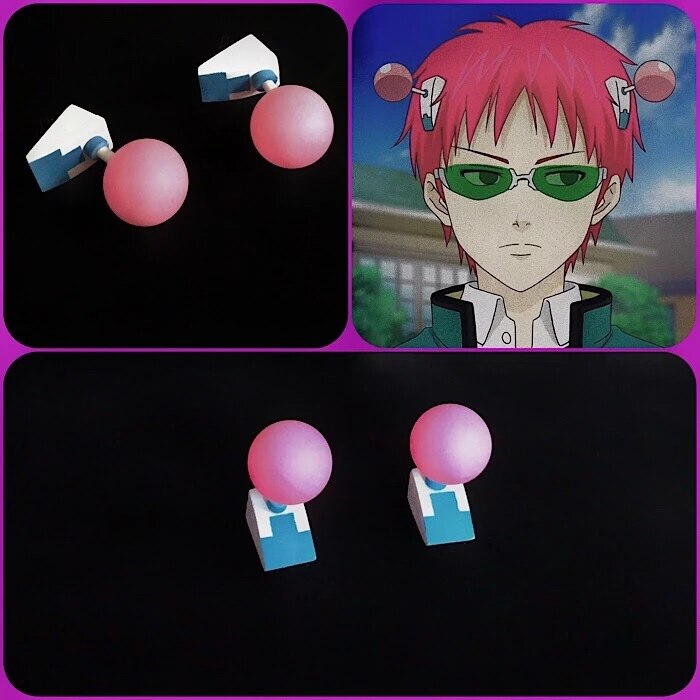 Anime Cosplay Glasses Hair Wigs Hairpins Halloween Costume Accessories The Disastrous Life Wig Saiki Kusuo Short Pink Synthetic alx