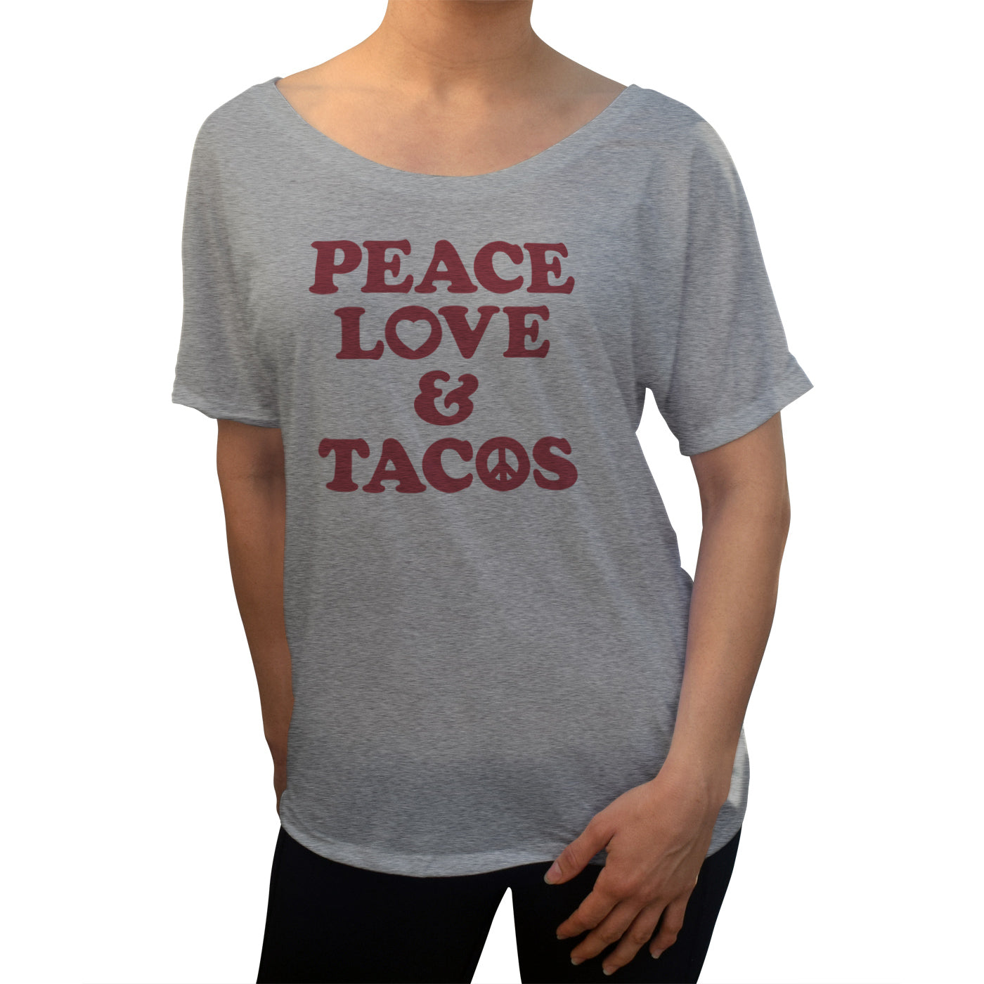 Women’S Peace Love And Tacos Scoop Neck T-Shirt