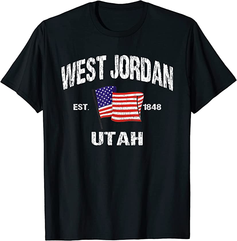 West Jordan Utah UT USA Stars & Stripes Vintage Style T-Shirt