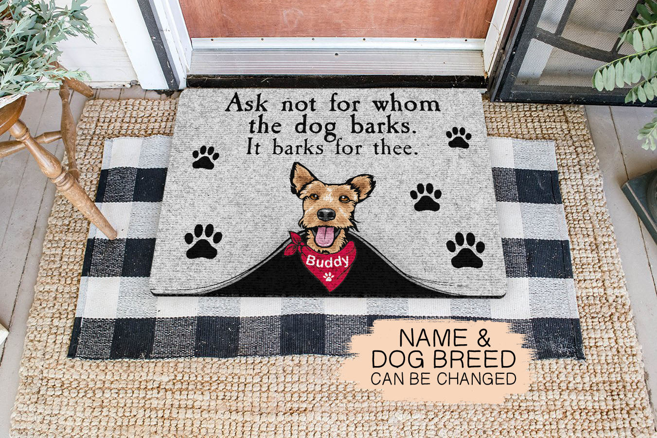 The Dog Barks Personalized All Over Printing Doormat