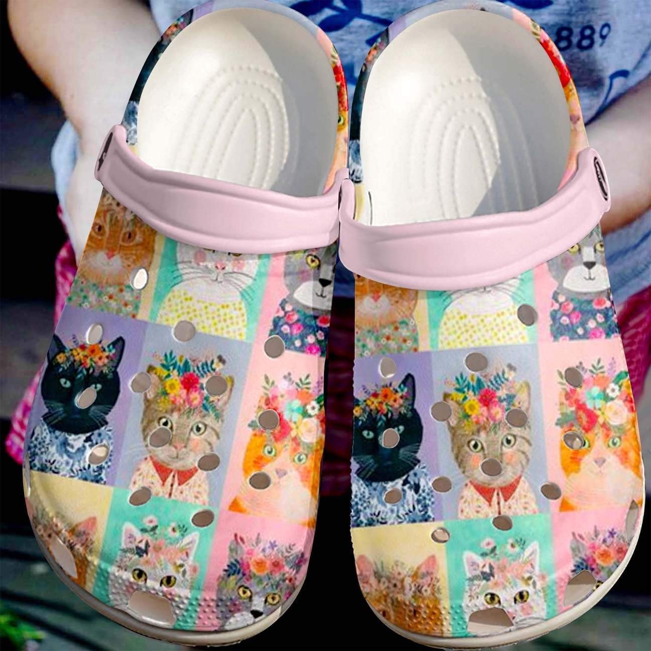 Cat Personalized Clog, Custom Name, Text Flowers Cat, Fashion Style For Women, Men, Kid, Print 3D